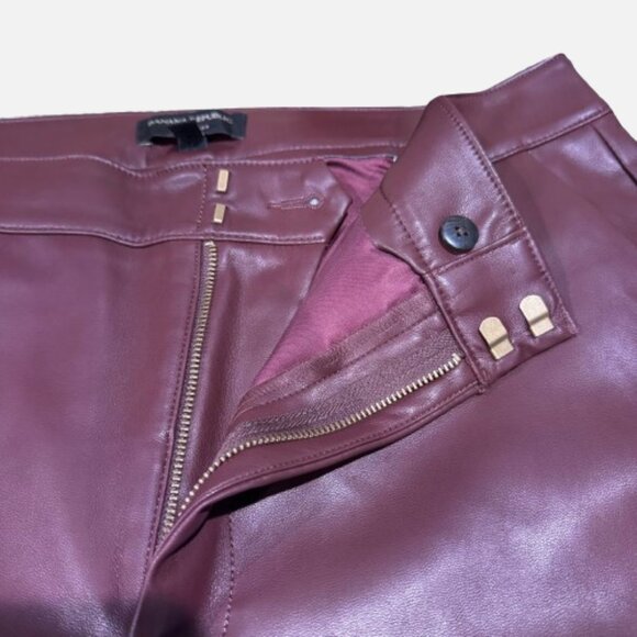 Banana Republic Soft Vegan Leather Dark Almond Brown Edgy Straight Pants (SZ 14) - Picture 5 of 12